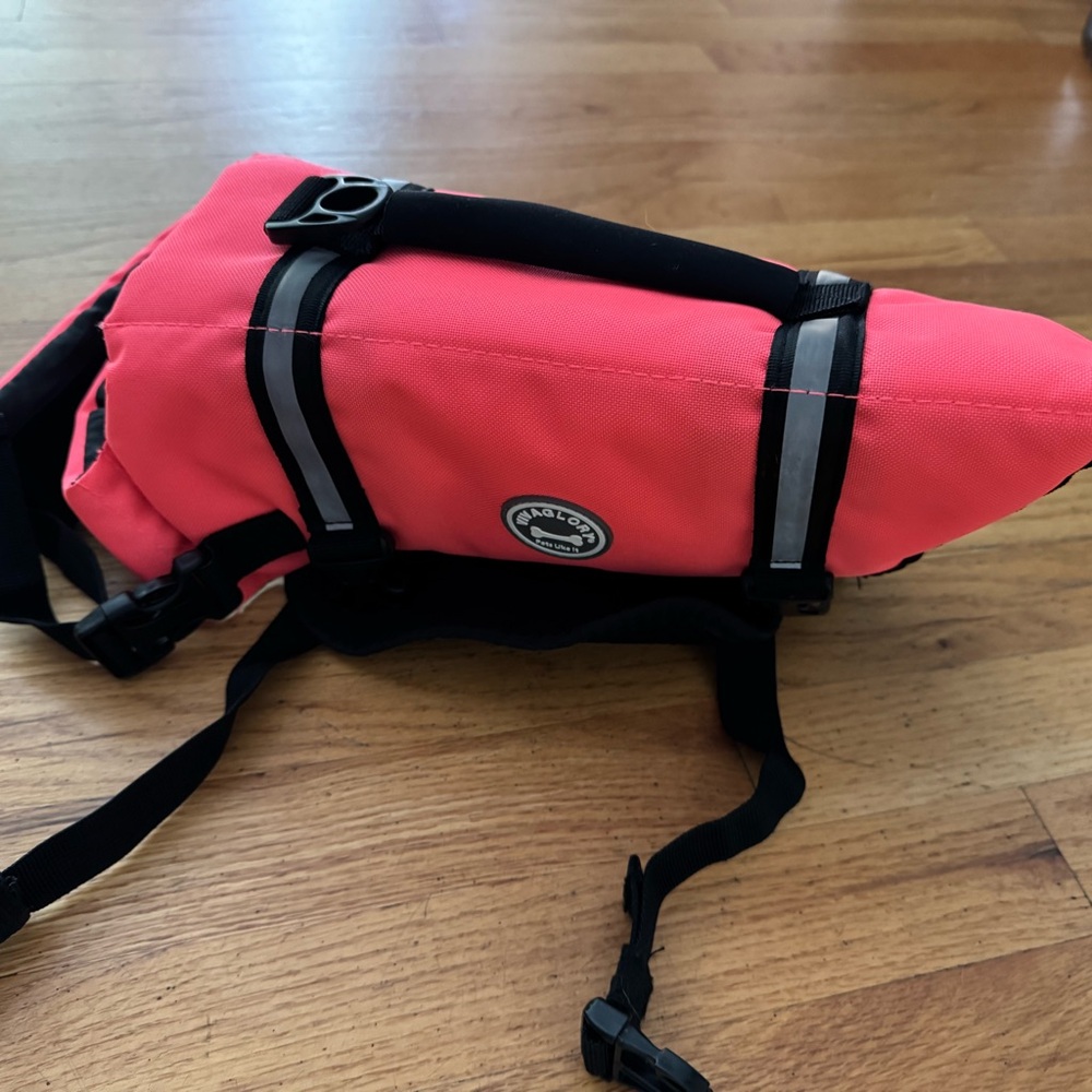 Vivaglory bright pink dog life jacket, MEDIUM